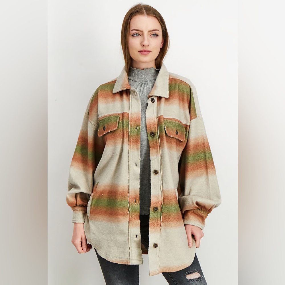 Free People Women’s Western Printed Marzipan Ruby Flannel Jacket Top sz M